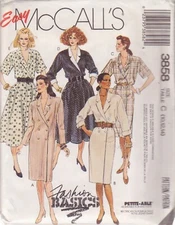 McCALL'S PATTERN 3858 DATED 1988 SIZE 10/12/14 MISSES DRESSES IN 5 STYLES UNCUT