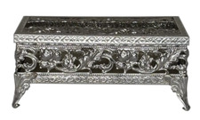 Hollywood Regency Silver Metal Filigree Small Tissue Box Holder Purse Size