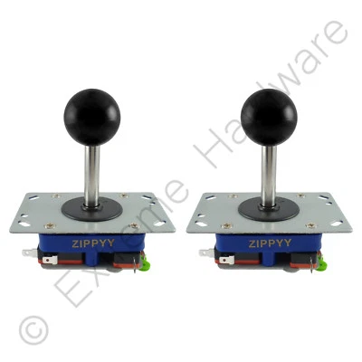 2 x Zippyy Long Shaft Ball Top Arcade Joysticks 2/4/8 Way (Black) Zippy JAMMA