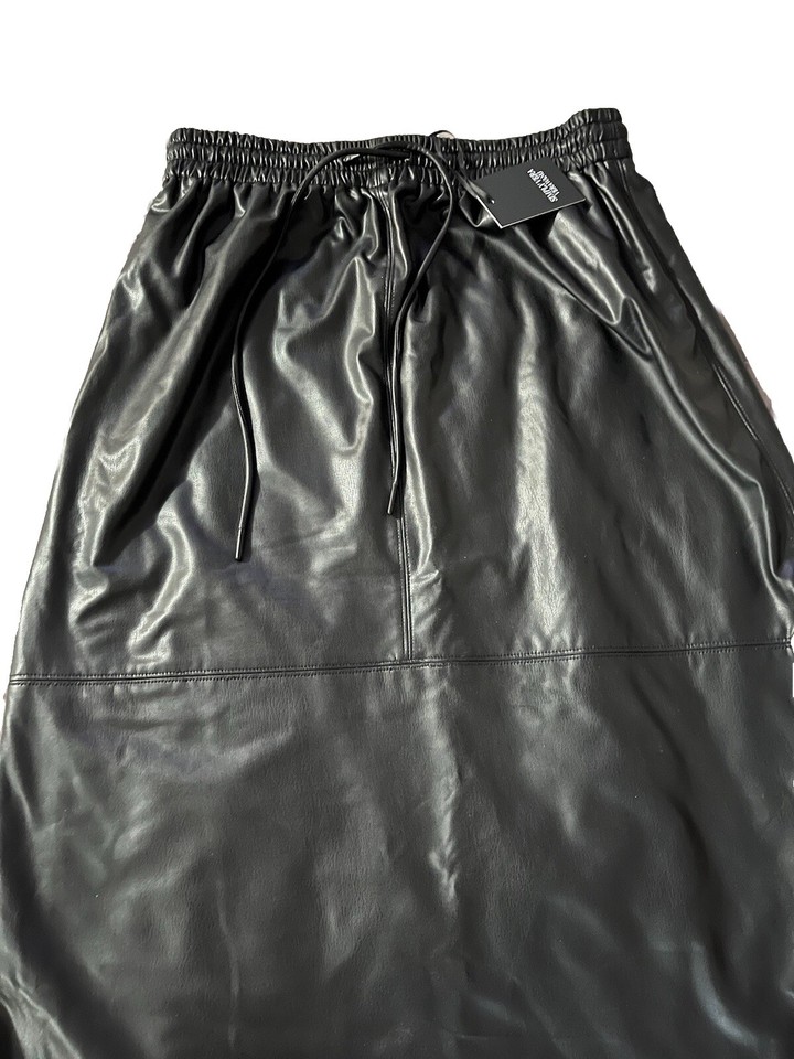 Simply Vera Wang Faux Leather Skirt Womens Medium Black Aline Long