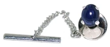 Sterling Silver 8x6 Oval Natural Blue Sapphire Cabochon Tie Tack EBSTT33/62325