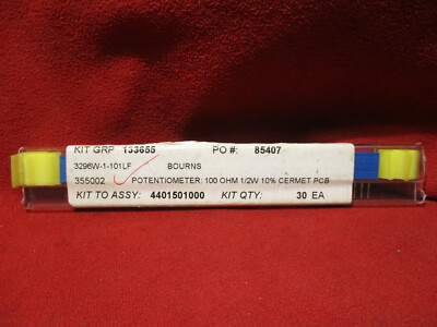 3296W-1-101F Bourns Trimmer Resistor 3/8'' 10KoHM Sealed Vertical Adjust Qty 12