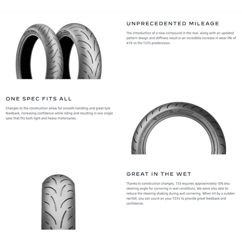 Bridgestone Battlax T33 Pair - 120&frasl;70ZR17 (58W) &amp; 180&frasl;55ZR17