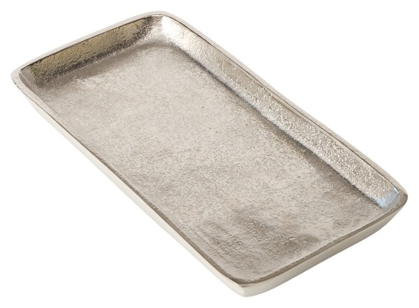 Deko-Tablett Tablett Servierteller Aluminium Silbergrau 29 X 14,5 Cm-image