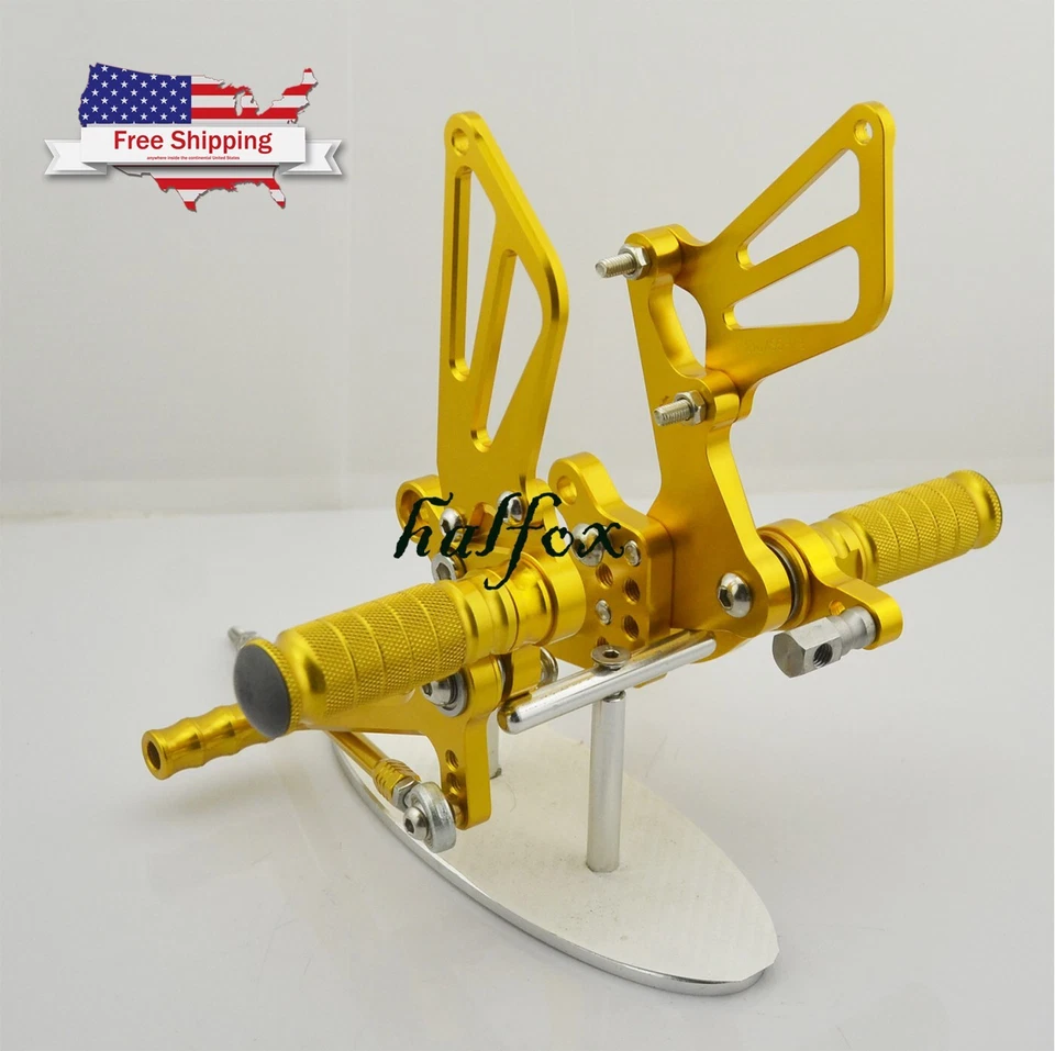 Juego de estriberas traseras de oro de EE. UU. para Suzuki GSXR 600/750 00-05 GSXR1000 01-04 Foto 2 de 4