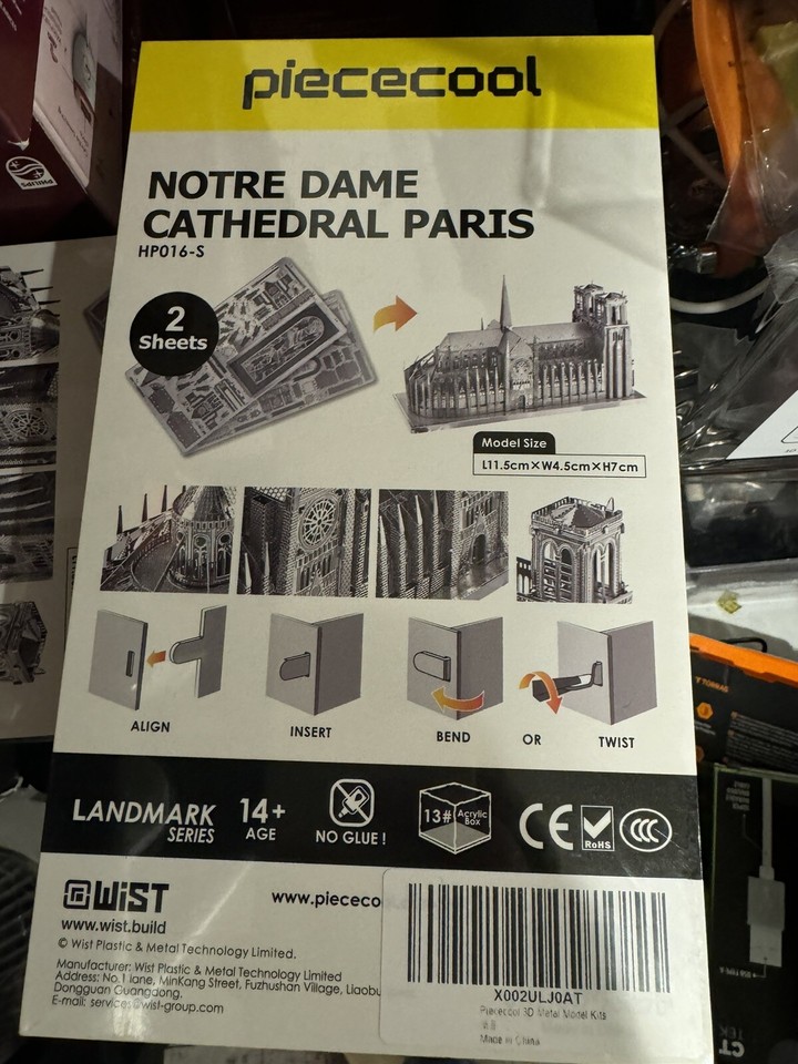 Kit Modèle 3D Métal Notre-Dame De Paris - Puzzle En Laiton Piececool - Cadeau Adulte, Déco