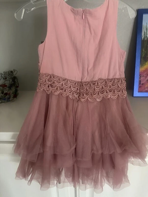 Vestido de festa Christian Dior feminino rosa tule renda forrado 5-6 criança 22L 11W DS36 - Imagem 3 de 3