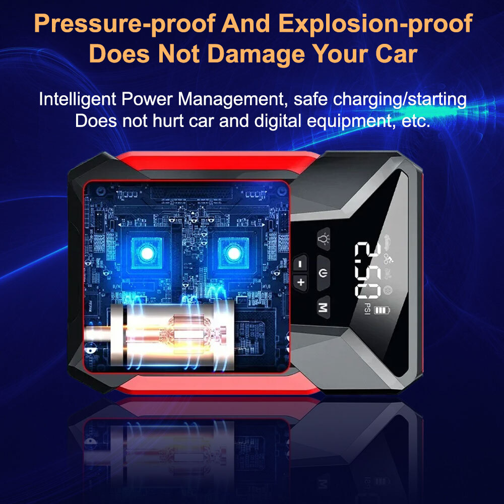 99800mAh Car Jump Starter with Air Compressor Battery Jumper Box Charger Booster