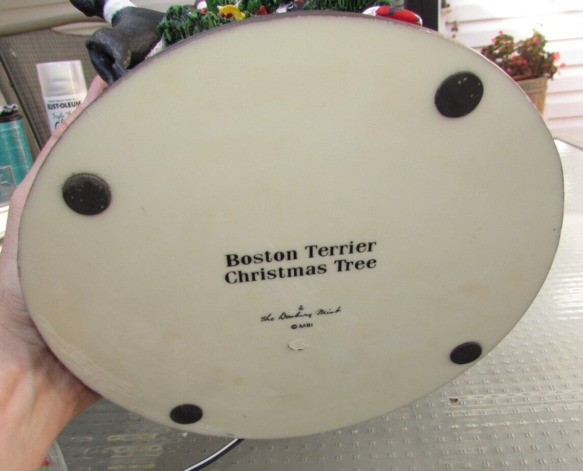 Vintage The Danbury Mint Boston Terrier Lighted Christmas Tree Table