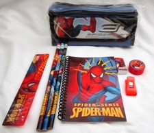 Marvel Spiderman3 Blue 8" Pencil Case Pouch 7pc Stationary Set Combo-Brand New 