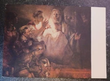 art postcard Rembrandt Denial of St Peter painting unposted