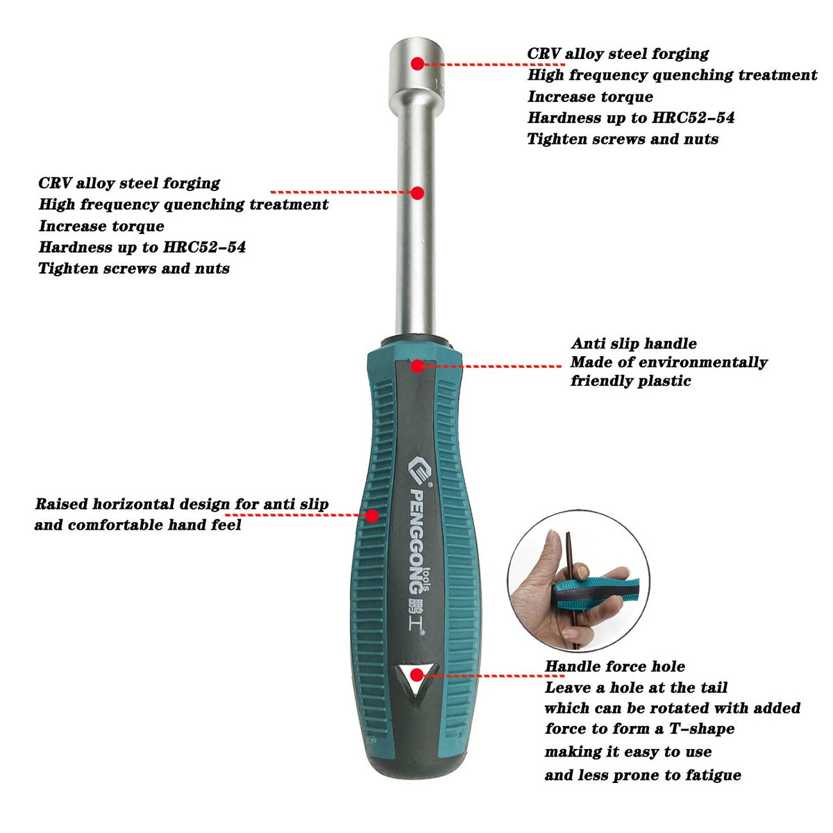 Socket Screwdriver Hex Key Spanner Steel Socket Wrench Nut Driver
