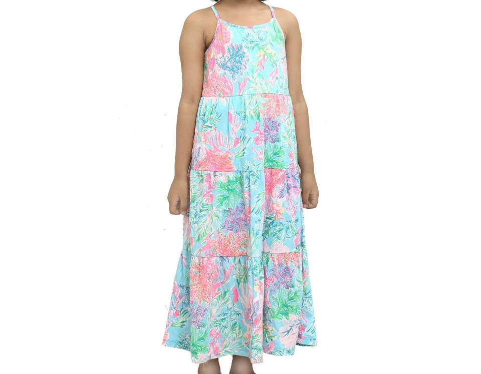 Lilly Pulitzer девочек Harleigh макси платье ярусный напечатано L 8-10 лет новый 282725 - Изображение 2 из 4