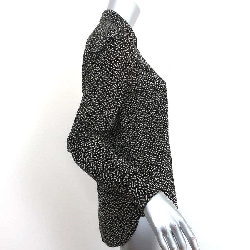 Blusa Saint Laurent Abotonada Negra Estampado Flecha Seda Talla 36 Camisa Manga Larga Foto 4 de 4