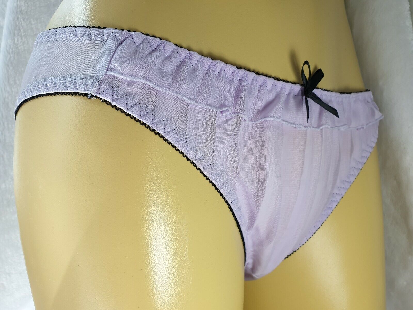 Vintage Purple Nylon Lace Panties Sheer Bikini Silky Underwear S