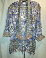 Carole Little Kimono Topper Boho Cardigan Gauze Floral Beaded USA Vintage Sz 4