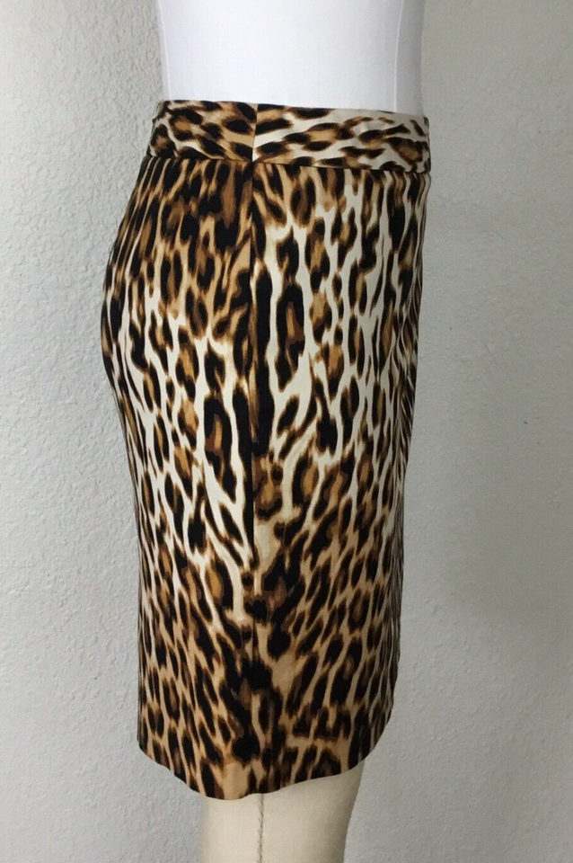 Worthington Skirt Size 10 Women's Cotton Animal Print Pencil Brown