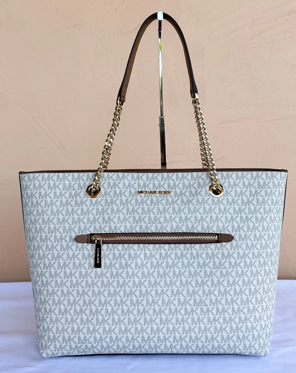  Michael Kors Jet Set Travel Large Chain Shoulder Tote (VANILLA  Multi) : Clothing, Shoes & Jewelry