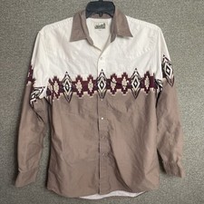 Vtg Express Rider Shirt Western Mens Large Aztec Southwestern Button Long Sleeve