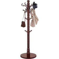 Coat Rack Stand, Vintage Wooden Coat Rack Freestanding with Sturdy Round Base