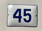 Vintage Enamel Porcelain House Number 45 Door Sign