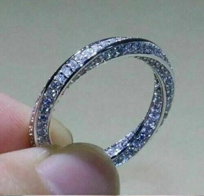 2.00Ct Round Cut Moissanite Twisted Wedding Band Ring 14k White Gold Plated