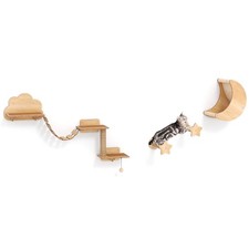 Wall-Mounted Cat Activity Center, Modern Cat Wall Furniture Set w/Padded Hammock