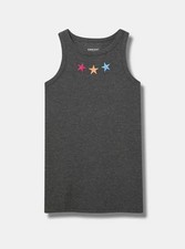 Torrid Top 1X Gray Star Tank Super Soft Ribbed High Neck Shirt Stretch Plus