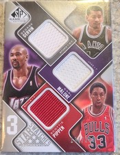 2009-10 SP Game Used Gervin Malone Scottie Pippen Triple Swatch Jersey /299!