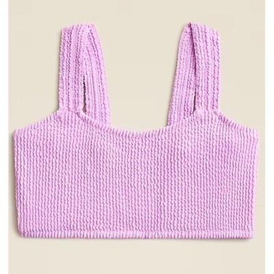 Crewcuts Smocked Swimsuit Top Girls 8 Pink Scrunchie Barbie Beach Pool Swim NWT