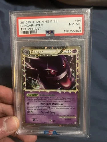 New Cert PSA 8 2010 Pokemon Gengar Prime HGSS Triumphant #94 Ultra Rare Holo