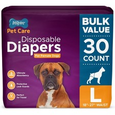 Inspire Pet Care Dog Diapers Female Dogs for Heat, Pee or Period, L, 30 Ct