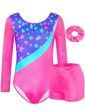 Girls Gymnastics Leotards Size 10-12 Years Old Blue Rose Stars Gym Outfits wi...