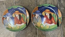 Sango Furio Cafe Paris 11" Dinner Plates China Dinnerware 4914. Vintage Set of 2