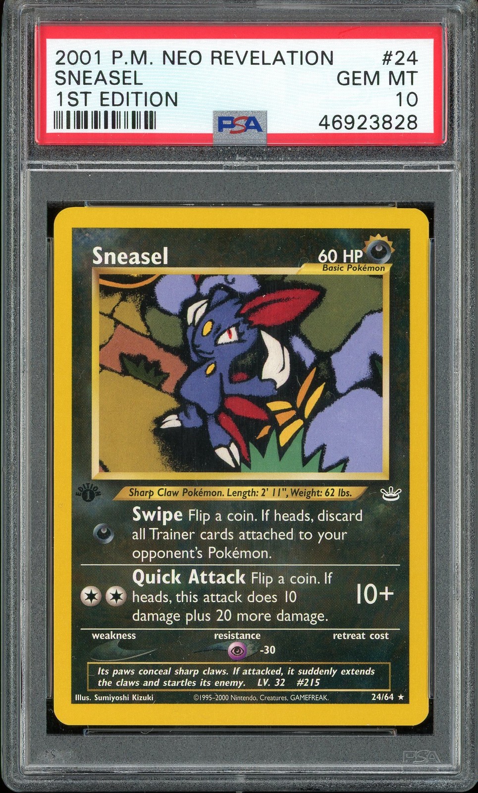 PSA 10 Sneasel 1st Edition Neo Revelation 24/64 Rare Pokemon Card
