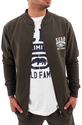 Ecko Unltd Herren Trackjacke Zip Sweatjacke aus Fleece Grau Schwarz Olive S