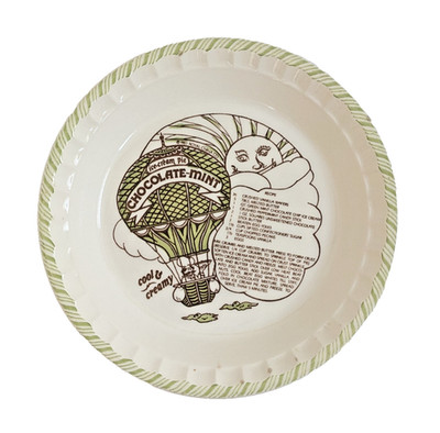 Vtg 1983 Royal China Co. by Jeannette Chocolate Mint Ice Cream Pie Recipe Plate
