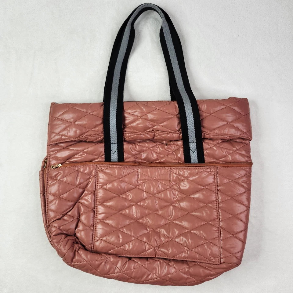 Bolso de hombro acolchado acolchado Rootote bolsillos cremallera lateral rosa Foto 2 de 4