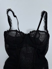 Aubade Women&rsquo;s Black Sheer Mesh Lace Bodysuit Made in France Size US 36 / EUR 80