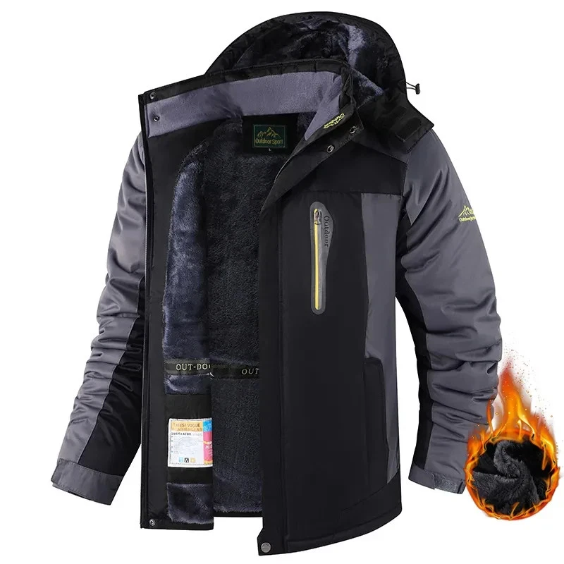 Men’s Fleece-Lined Waterproof Hooded Winter Coat image 1