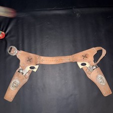Vintage 50S Cap, Guns, Holster, And Belt COWBOY KID MOVIE PROP w/ Holster 8 Shot