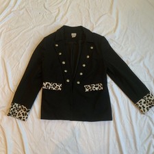 Chico's Animal Print Trimmed Blazer Jacket Size 1 US M