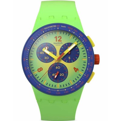 Swatch Chronograph fließend frisch grünes Zifferblatt Unisexuhr SUSG101