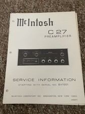 McIntosh C27 Preamp Service Manual Original 