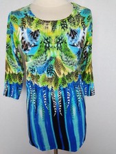Damen Pullover Pulli Oberteil bunt  Federmuster Viskose IMAGINI Gr.40