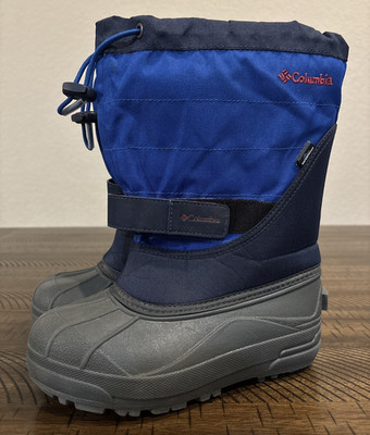Columbia Powderbug Plus II Waterproof Winter Snow Boots Blue Boys Youth Size 3