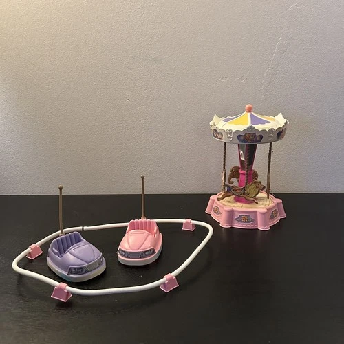 Vtg Barbie 2000 Amusement Park Kelly Kiddie Rides Carousel Bumper Cars #88705