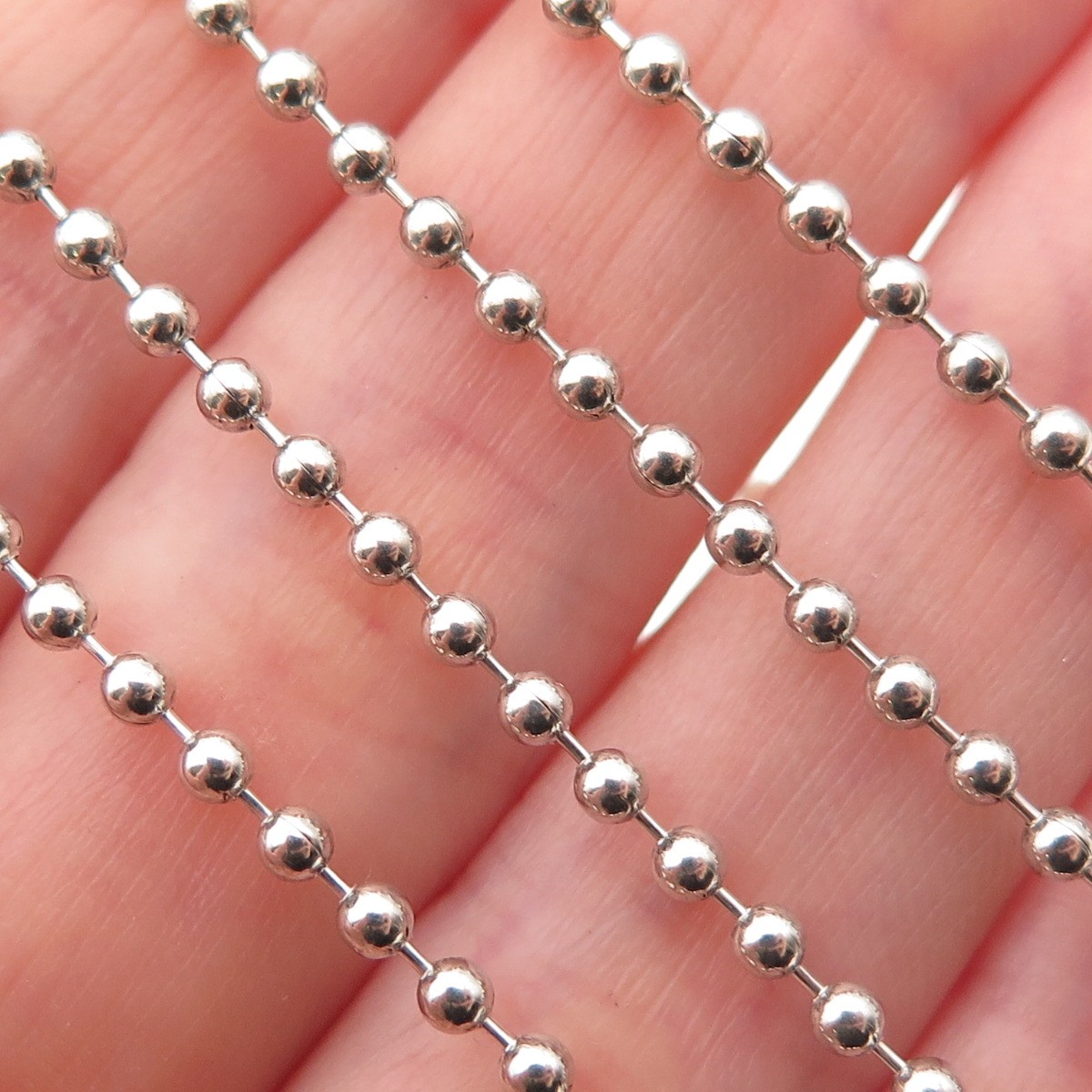 アクセサリー 925 Sterling Silver Ball Chain Necklace 925 Sterling Silver Vintage Ball Beaded Chain Necklace 28