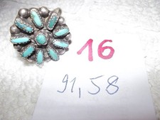 Zuni Indianer-Schmuck Silber/Türkise:  Ring (Du 1,5 cm) Schmuckteil 1,7 cm Du