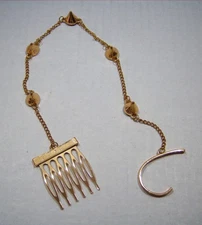 Vtg Goldtone Draped Chain Hair Comb  / Art Deco Style Wedding Bridal Headpiece